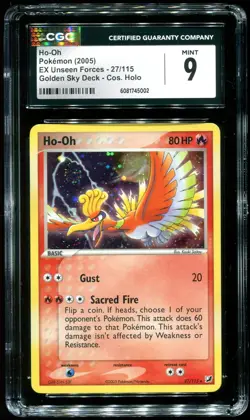 CGC 9 Ho-Oh Cosmos Holo Golden Sky Deck EX Unseen Forces 2005 Pokemon Card #27 - Image 1