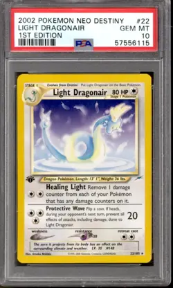 Pokemon Neo Destiny 1st Edition Light Dragonair 22/105 PSA 10 GEM MINT - Image 1