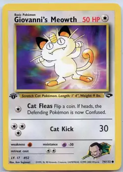 Giovanni's Meowth 74/132 Pokemon Gym Challenge 1st Edition EX 2000 box-S4 - Image 1