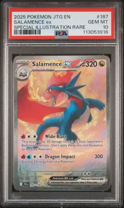 2025 POKEMON JTG EN-JOURNEY TOGETHER #187 SALAMENCE EX PSA 10 - Image 1