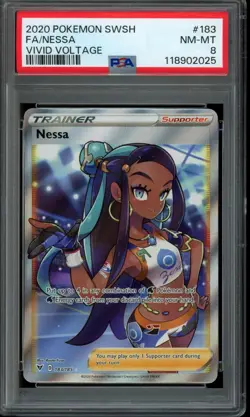 Nessa 183/185 PSA 8 2020 Pokemon Swsh04 Vivid Voltage Holo Full Art - Image 1