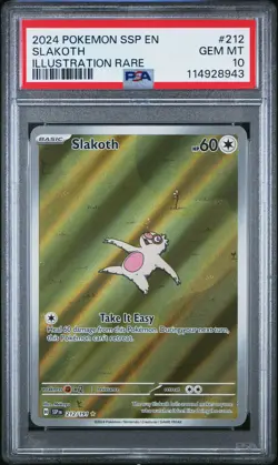 2024 POKEMON SSP EN-SURGING SPARKS ILLUSTRATION RARE #212 SLAKOTH PSA 10 - Image 1