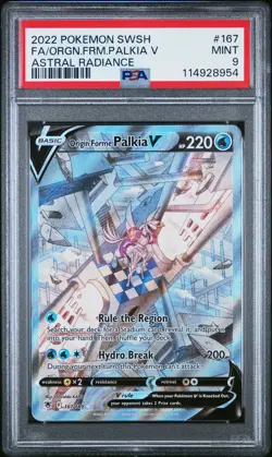 2022 POKEMON SWORD & SHIELD ASTRAL RADIANCE FULL ART/ORIGIN FORME PALKIA V PSA 9 - Image 1