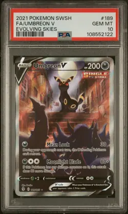 2021 POKEMON SWORD & SHIELD EVOLVING SKIES #189 FULL ART/UMBREON V PSA 10 - Image 1