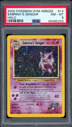 2000 Pokemon Gym Heroes #14 Sabrina's Gengar Holo PSA 8 NM-MT - Image 1