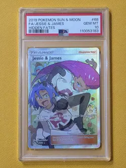 PSA 10 - Jessie and James - Full Art - 68/68 - Hidden Fates - Pokemon Card - Image 1