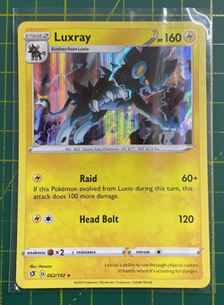 Pokemon TCG Luxray Rebel Clash 62/192 Holo Holo Rare Near Mint Condition - Image 1