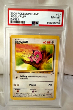 2000 POKEMON FAME #77 JIGGLYPUFF NM-MT BASE SET 2 PSA 8 - Image 1