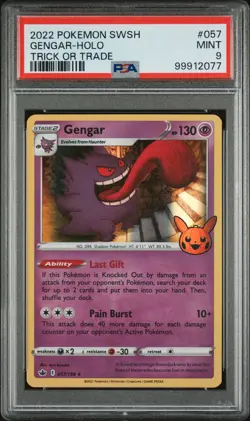 2021 POKEMON SWORD & SHIELD CHILLING REIGN TRICK OR TRADE 2022 GENGAR-HOLO PSA 9 - Image 1