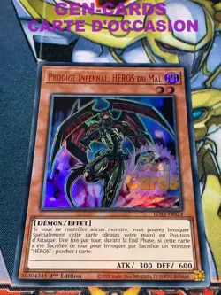 CARTE Yu Gi Oh PRODIGE INFERNAL, HEROS DU MAL LDS3-FR024 TITRE ROUGE - Image 1