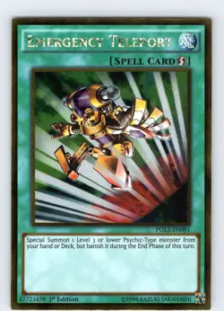 Yu-Gi-Oh TCG Emergency Teleport PGL3-EN081 1st Edition Gold Rare Card NM - Image 1