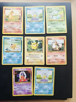 8x Base Set & Fossil Pokemon Karten Sammlung | Vintage | Mit Startern + Pikachu - Image 1