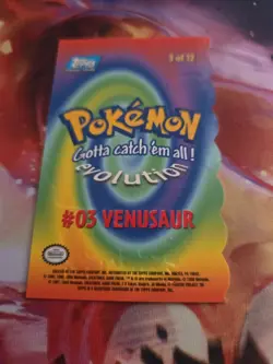 1999 Topps Pokemon Venusaur #03 of 12 Die Cut Evolution (Blue Logo) - Image 2