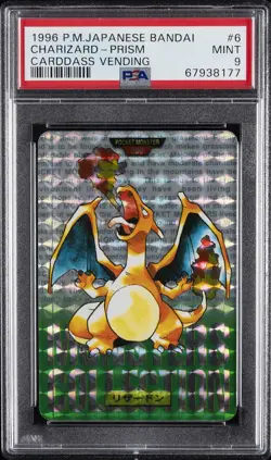 1996 POKEMON JPN BANDAI CARDDASS VENDING #6 CHARIZARD-PRISM PSA 9 - Image 1