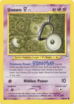 2002 Pokemon Neo - Destiny Unown V #89 Light Play LP+ Or Better - Image 1