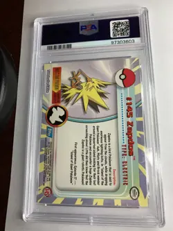 2000 Topps Pokemon TV #145 Zapdos Animation Series 3 PSA 9 Mint - Image 2