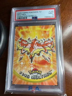 2000 Topps Pokemon TV #146 Moltres Animation Series 3 PSA 9 MINT - Image 1