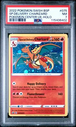 2022 POKEMON SWSH BLACK STAR PROMO #075 SPECIAL DELIVERY CHARIZARD-HOLO PSA 7 - Image 1