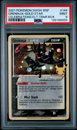 2021 Pokemon Black Star Promo #144 Greninja-Gold Star Celebrations PSA 9 - Image 1
