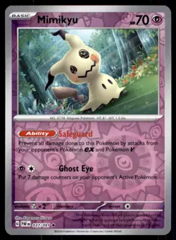 Pokemon TCG Mimikyu Scarlet & Violet Series - Paldean Fates #37 Reverse Holo - Image 1