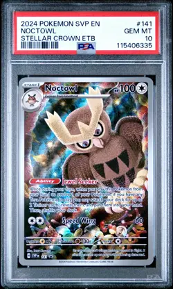 2024 POKEMON SVP EN-SV BLACK STAR PROMO #141 NOCTOWL PSA 10 - Image 1