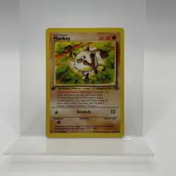 Pokemon Mankey 55/64 Jungle 1st Edition LP - Image 1