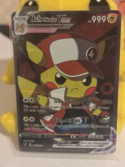 Pikachu Ash Red Pokemon Card VMAX Rainbow GX EX GX ACG V Star Holo Cosplay - Image 1
