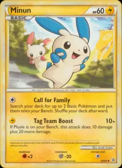 2x (HSUN-034) Minun (U) Pokemon HGSS Unleashed Card # 34 - Image 1