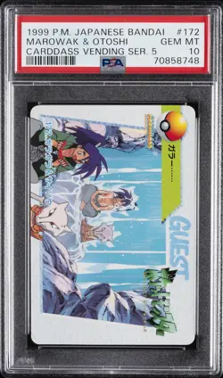 1999 POKEMON JPN BANDAI CARDDASS VENDING SER 5 #172 MAROWAK & OTOSHI PSA 10 - Image 1