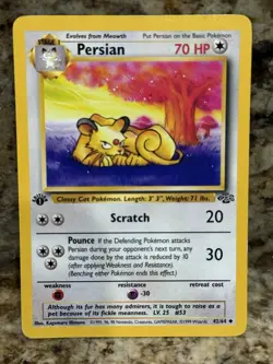 Persian 1st Edition 42/64 Uncommon Pokemon Jungle - MP - Image 1