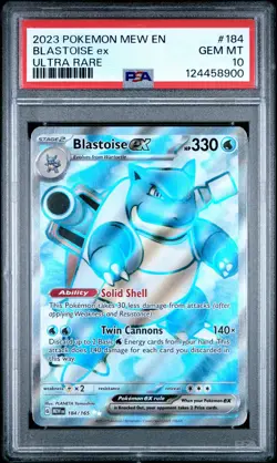PSA 10 Blastoise Ex 184 Ultra Rare Pokemon 2023 Pokemon Mew En-151 - Image 1