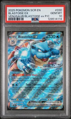 POKEMON SCR EN-STELLAR CROWN #030 BLASTOISE EX VENUSAUR/BLASTOISE EX P/C PSA 10 - Image 1