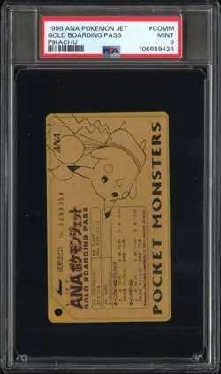 1998 ANA POKEMON JET-COMM PIKACHU #COMM GOLD BOARDING PASS PSA 9 - Image 1