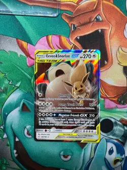 Pokemon TCG Eevee & Snorlax GX 120/181 Sun & Moon Team Up Holo Mint - Image 1
