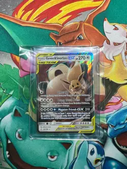 Pokemon TCG Eevee & Snorlax GX 120/181 Sun & Moon Team Up Holo Mint - Image 2