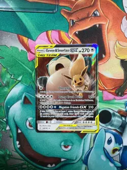 Pokemon TCG Eevee & Snorlax GX 120/181 Sun & Moon Team Up Holo Mint - Image 3