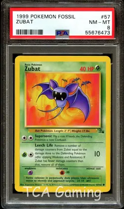 PSA 8 NM-MINT Zubat 57/62 1999-2000 (Red Logo) Pokemon Card 473 - Image 1