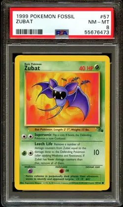 PSA 8 NM-MINT Zubat 57/62 1999-2000 (Red Logo) Pokemon Card 473 - Image 2