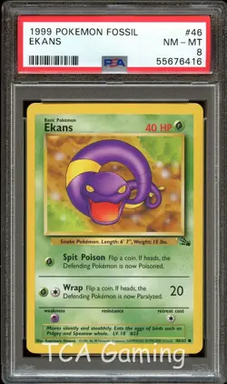 PSA 8 NM-MINT Ekans 46/62 1999-2000 (Red Logo) Pokemon Card 416 - Image 1