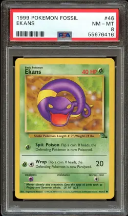 PSA 8 NM-MINT Ekans 46/62 1999-2000 (Red Logo) Pokemon Card 416 - Image 2