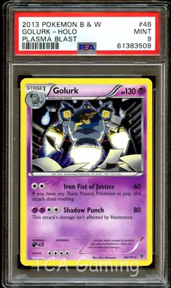 PSA 9 MINT Golurk 46/101 HOLO RARE BW Plasma Blast Pokemon Card 509 - Image 1
