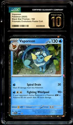 CGC 10 PRISTINE Vaporeon SVP168 COSMOS HOLO PROMO SVP 168 Pokemon Card 285 - Image 2