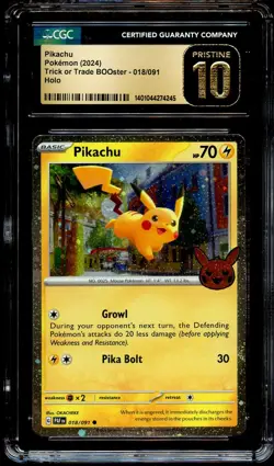 CGC 10 PRISTINE Pikachu 018/091 COSMOS HOLO Trick or Trade Pokemon Card 245 - Image 2