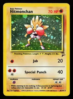 Hitmonchan 8/130 Holo Rare Base Set 2 Pokemon Card - Image 1