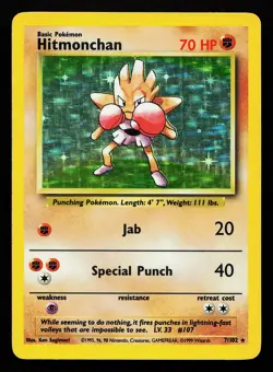 Hitmonchan 7/102 Holo Rare Base Set Pokemon Card - Image 1