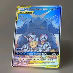Pokemon Cute Squirtle Squad & Blastoise Team Up Tag Team Custom Holofoil Card - Image 1
