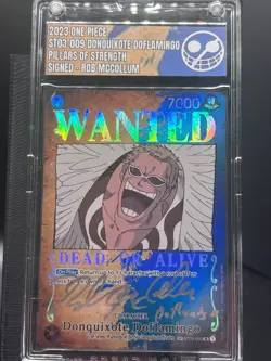 One Piece TCG OP03/ST03-009 Donquixote Doflamingo Wanted SP AA AUTO ON CARD - Image 1