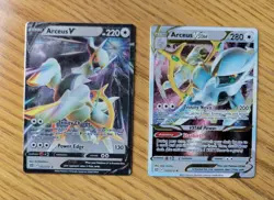 ARCEUS V STAR 123/172 AND ARCEUS V 122/172 METAL CARD POKEMON PROMO CARDS - Image 1
