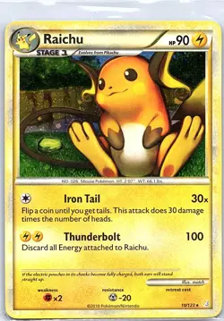 Raichu 10/123 Holo HeartGold SoulSilver - Pokemon Card - NM - Image 1