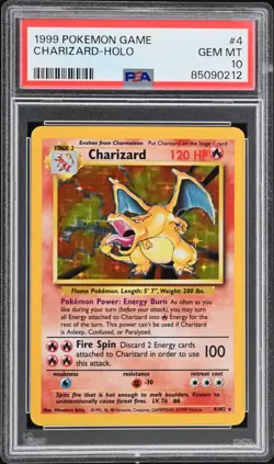 1999 Pokemon Base Set Unlimited Charizard Holo #4 PSA 10 Gem Mint New Cert - Image 1
